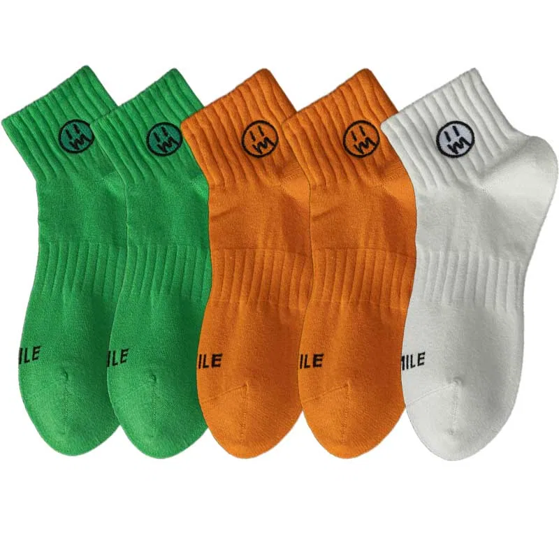 Детские носки до середины икры, набор из 5 пар, Green 2 Orange 2 White, MIIOW