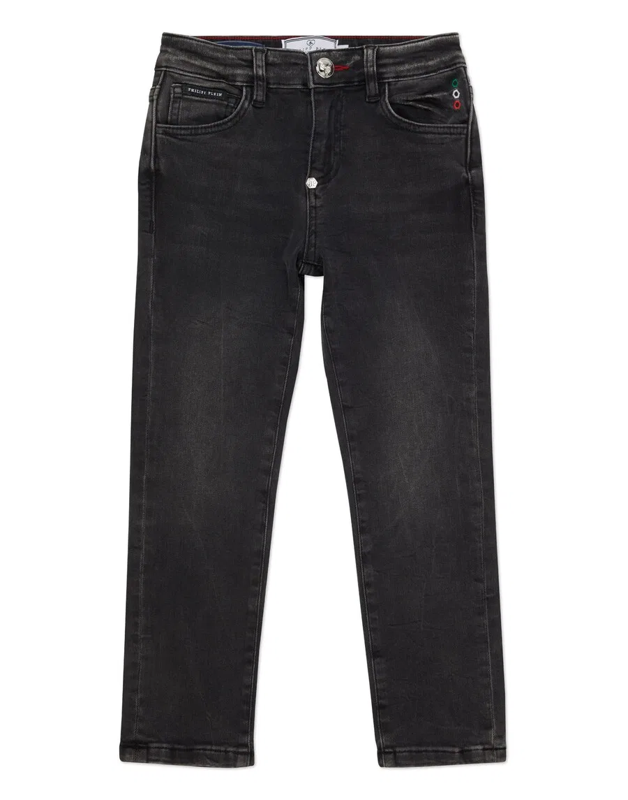 Джинсы Philipp Plein Regular Jeans 'Skull' черного цвета