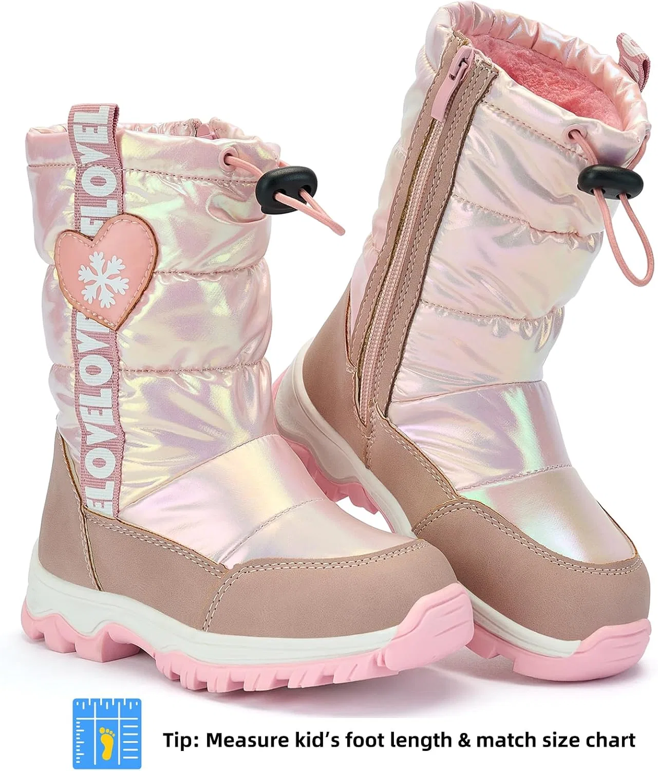 Детские зимние ботинки для девочек с молнией TZJS, Pink — фото 4