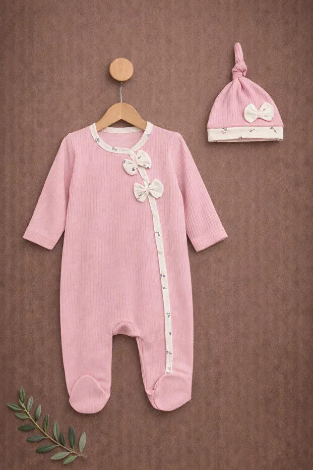 Детский комбинезон для девочек с принтом Besmino, Pink-Floral — фото 2