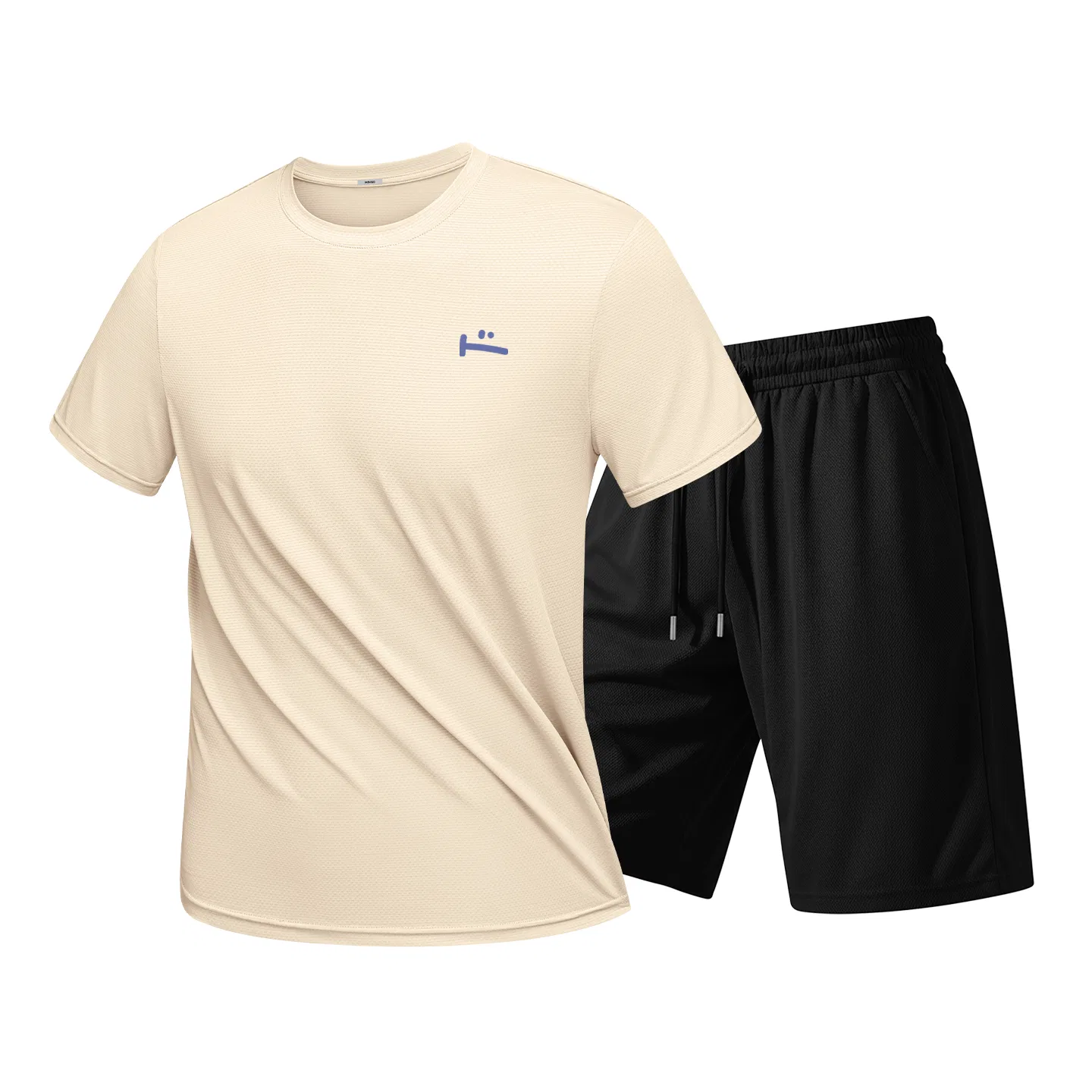 Детский комплект спортивной одежды в стиле ретро MINISO, Khaki (Blue Mood Chest Logo)+Black