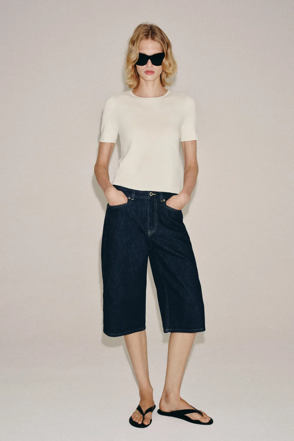 Джинсовые шорты-бермуды средней посадки из коллекции ZW ZARA, Blue