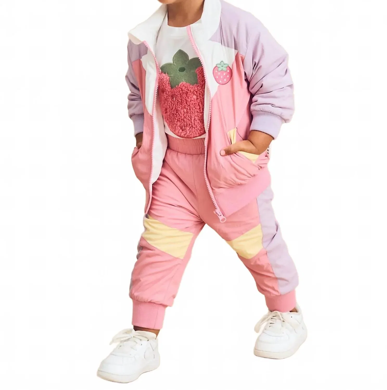 Детская куртка-ветровка с аппликацией Strawberry Windbreaker Huxbaby, Pink Multi