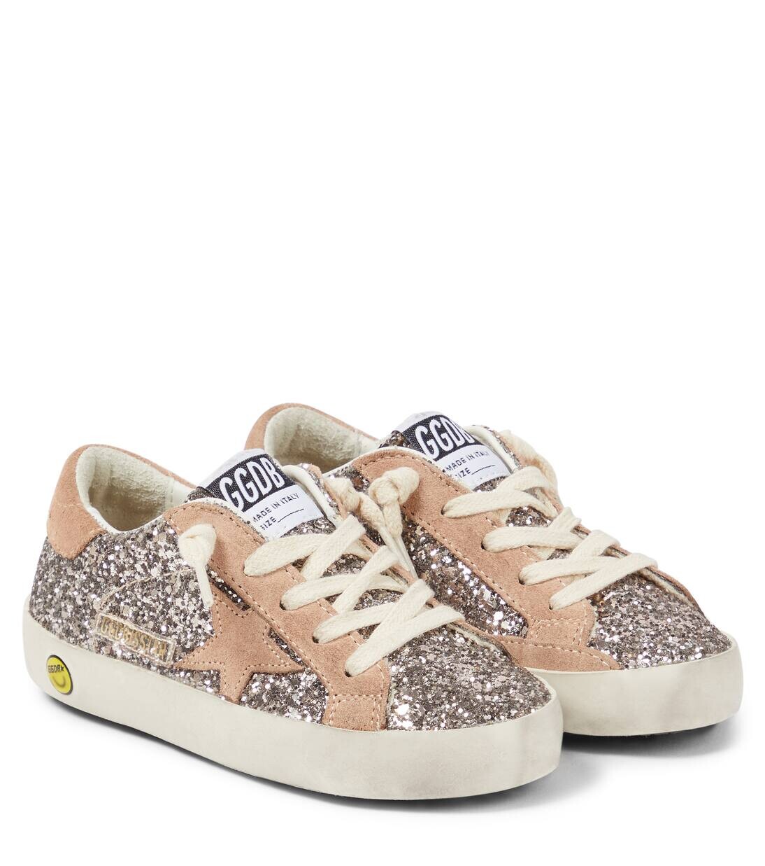 

Кроссовки Super-Star с блестящей замшевой отделкой Golden Goose Kids, цвет cinder/powder pink