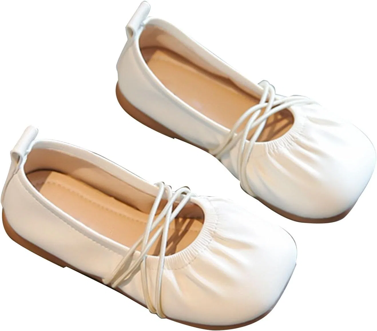 Детские балетки для девочек с завязками Princess Shoes, White