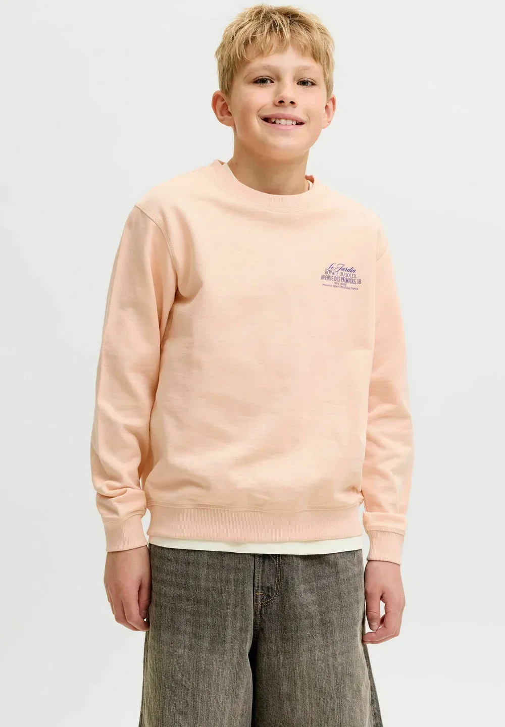 Спортивные штаны для подростков - толстовка Jack & Jones Junior, Peach Melba — фото 3