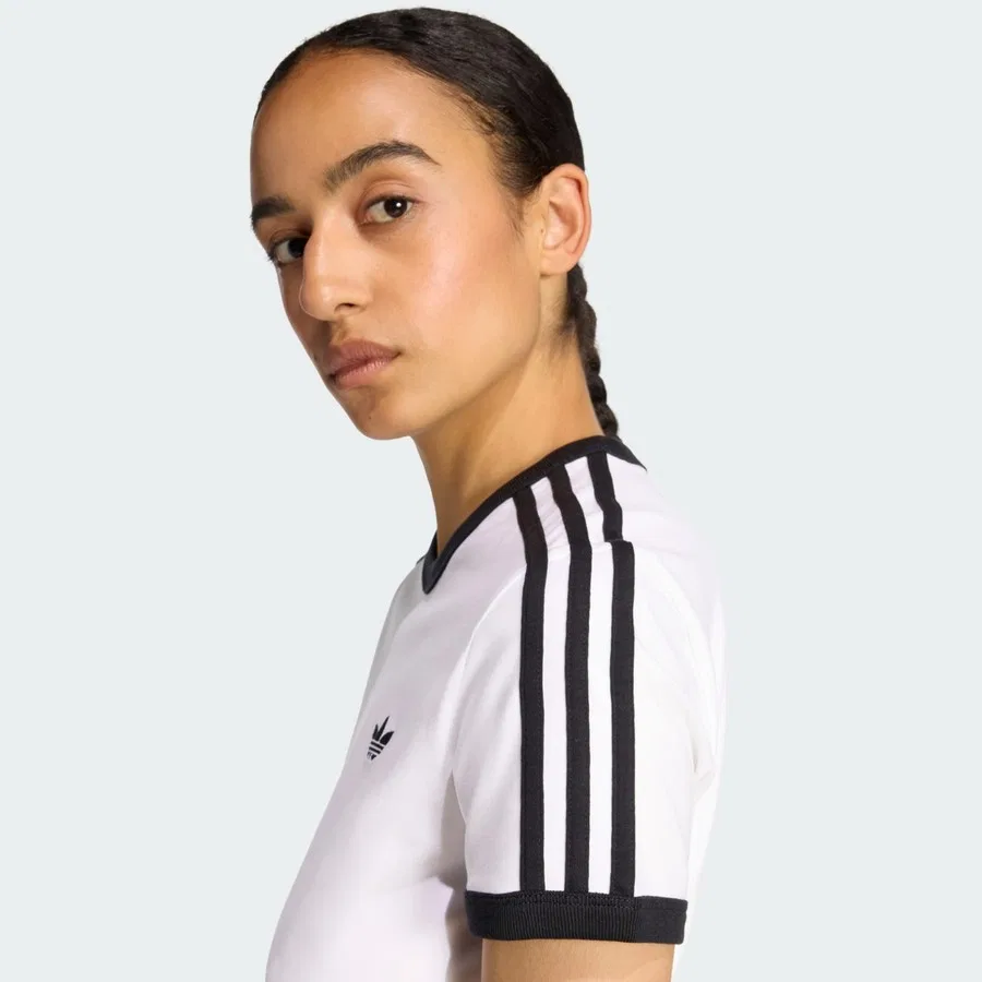 Футболка с длинным рукавом Originals KD3683 3 STRIPES SLIM TEE adidas, Бело-черный — фото 4