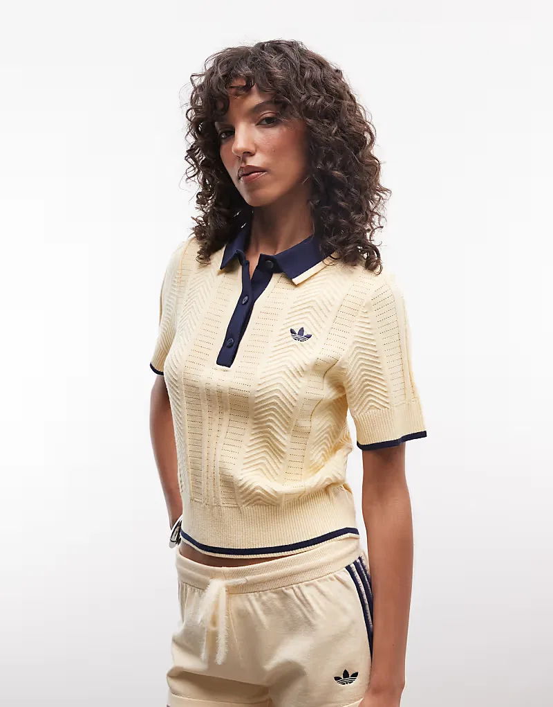 Поло Adidas Originals крупной вязки, кремовый