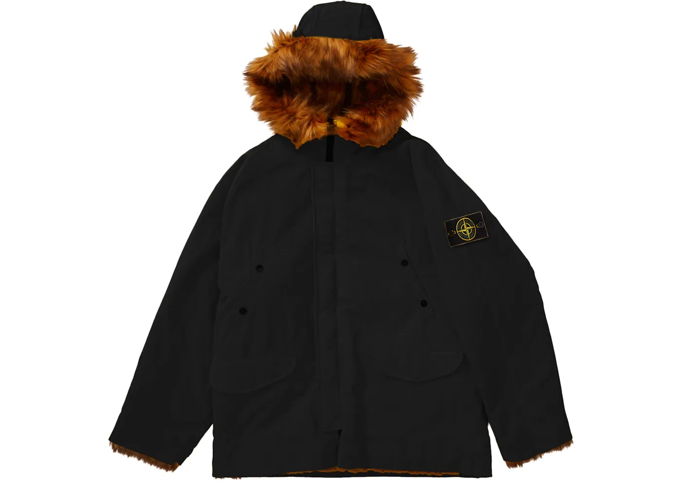 Мужское пальто-парка с принтом Reversible Faux Fur Parka Supreme, Black