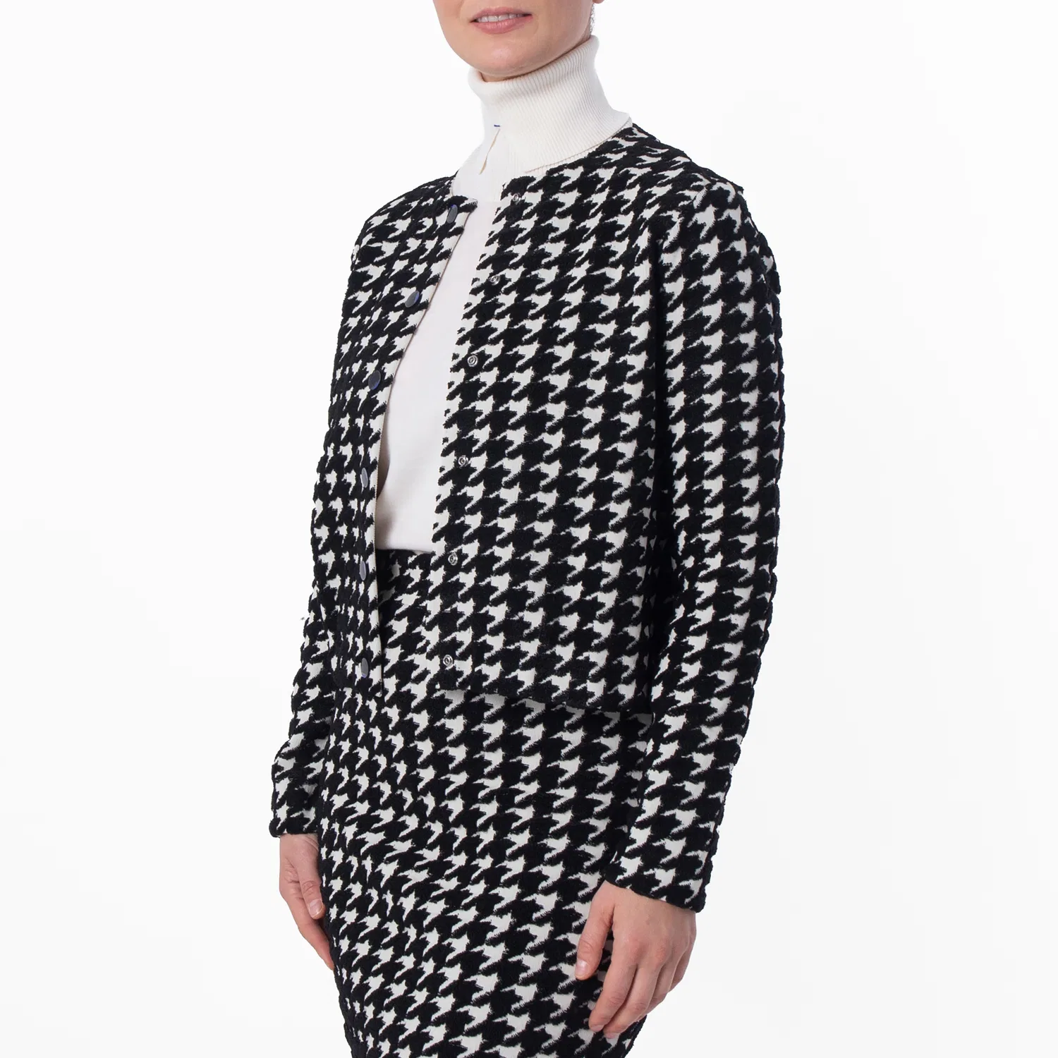 Кардиган с узором в елочку Houndstooth Pattern Cardigan Burberry, Black Ip Pattern — фото 3
