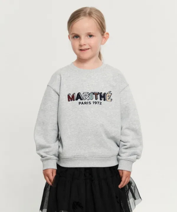 Свитшот детский с пэчворком, Marithé Kids, хизер грей