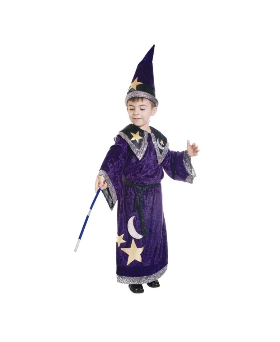 Костюм волшебника с плащом, шляпой и волшебной палочкой, Magic Wizard Costume Set Dress Up America, Purple / Multi