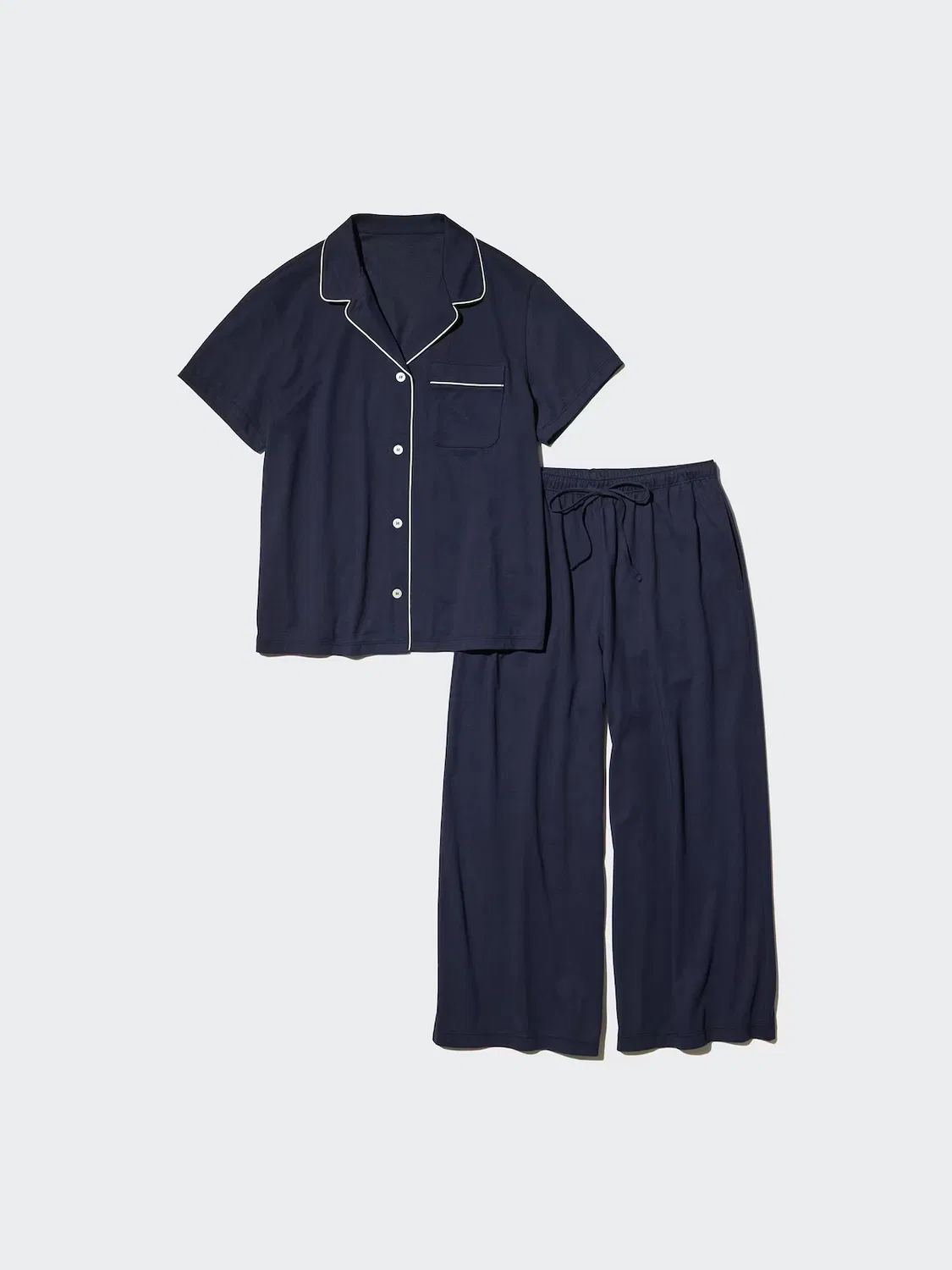 Хлопковая пижама Uniqlo Airism, короткий рукав и шорты 3/4, кремовый — фото 3