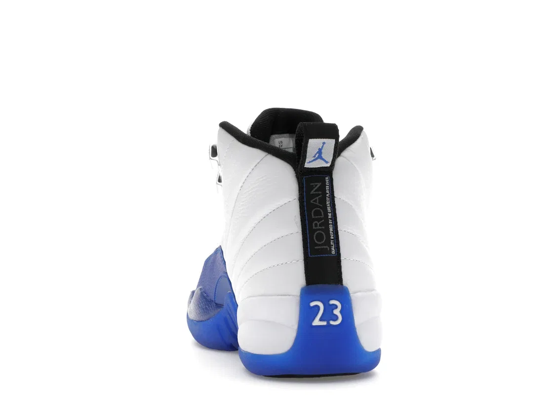 Детские кроссовки с длинным шнурком Jordan 12 Retro Jordan, White/Black/Game Royal — фото 4
