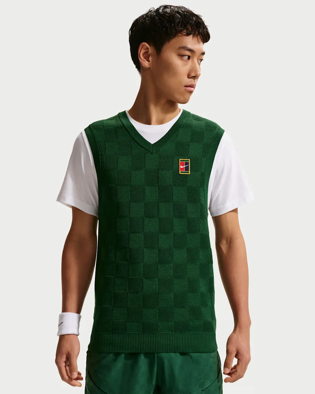 Мужской теннисный жилет-свитер NikeCourt Slam, Gorge Green