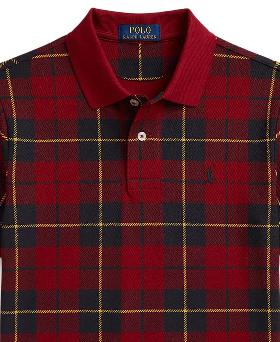 Детская клетчатая рубашка-поло с коротким рукавом, размер 8-20 Polo Ralph Lauren, Red — фото 3