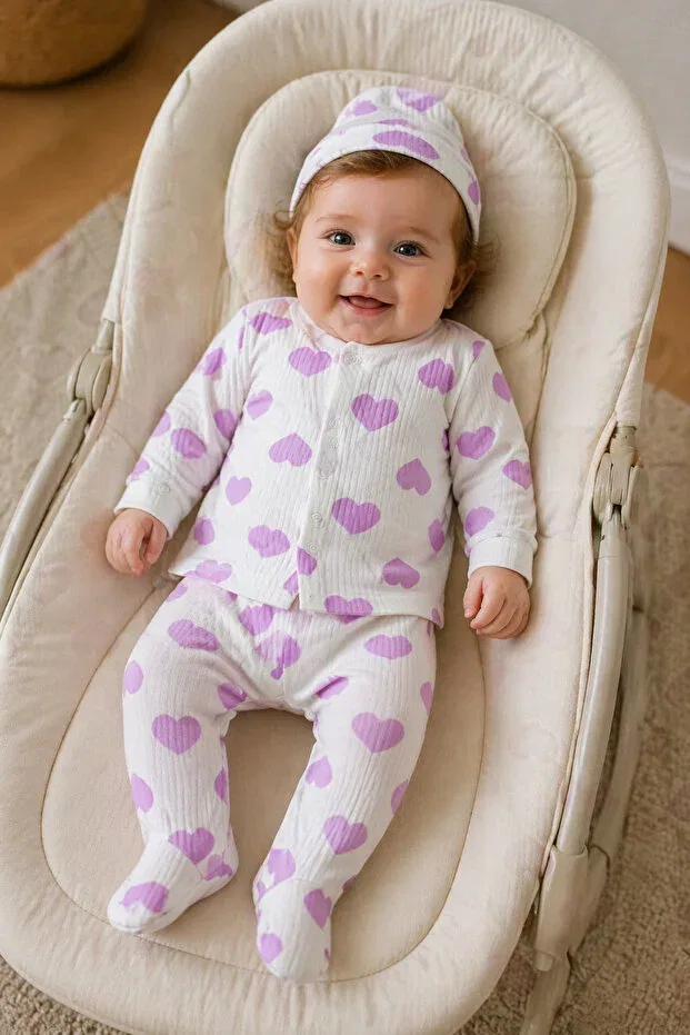 Детский комплект боди для девочек хлопковый с принтом Mamara, Purple