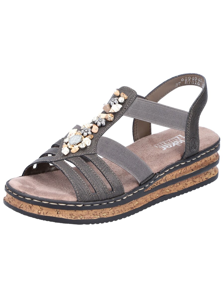 Босоножки на высоком каблуке Rieker Strap Sandals, темно-серый