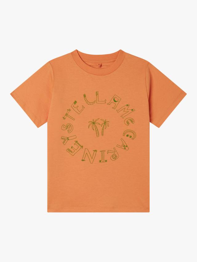 

Детская футболка из хлопкового джерси с логотипом Disc Stella McCartney Kids, Orange