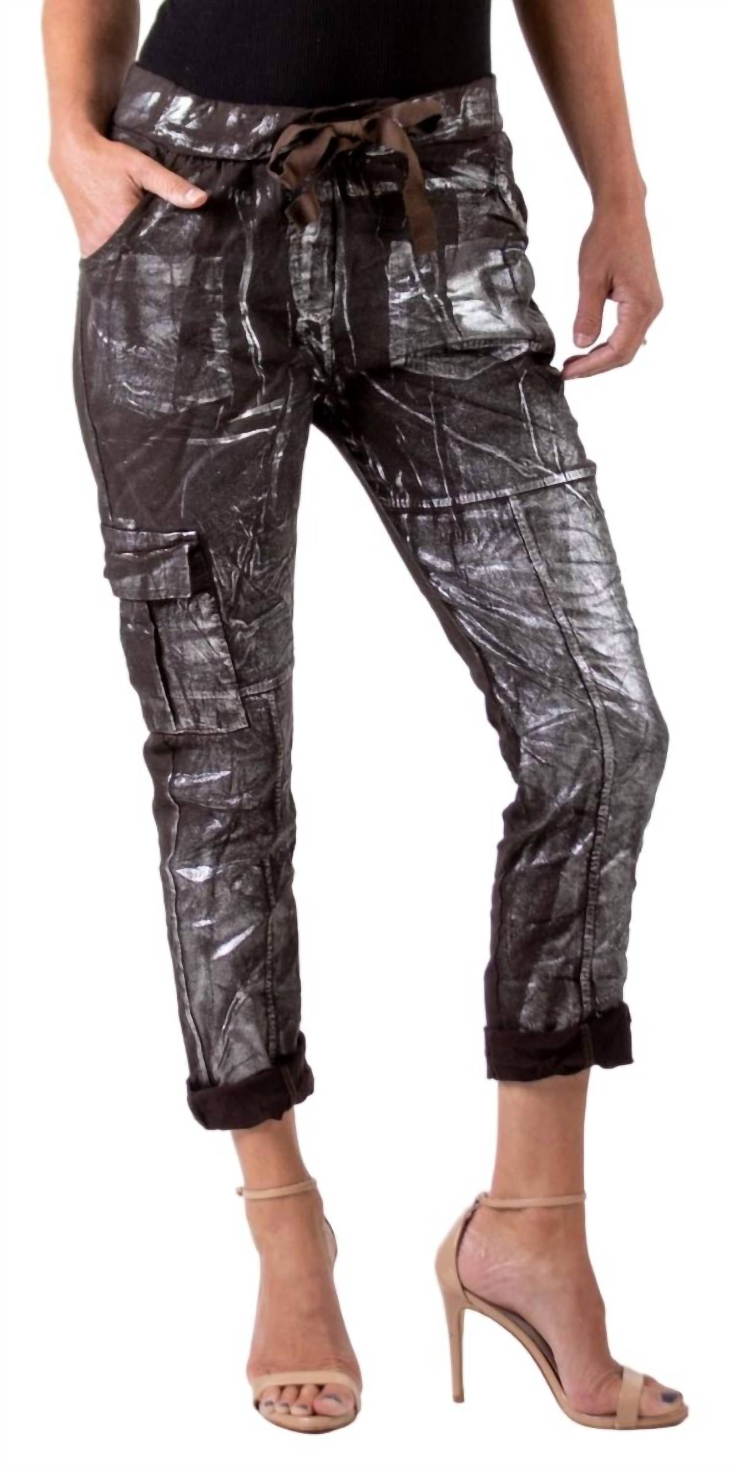 

Укороченные брюки из хлопка Umbria шоколадного цвета Gigi Moda, шоколадный