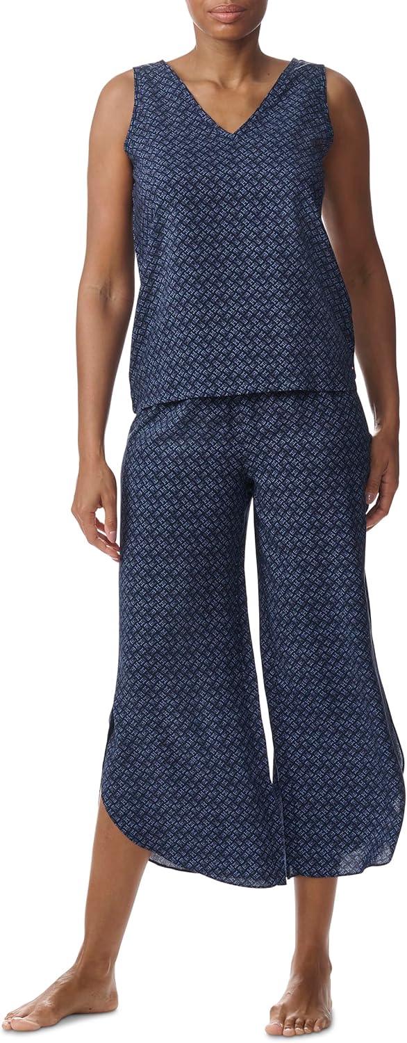 

Женский пижамный комплект Tommy Hilfiger из майки и укороченных брюк, Allover Glyph/Sky Captain