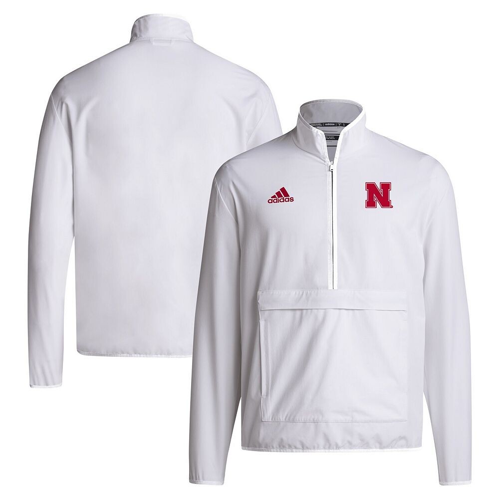 

Мужская белая куртка adidas Nebraska Huskers Coaches с полумолнией сбоку, цвет Neb White