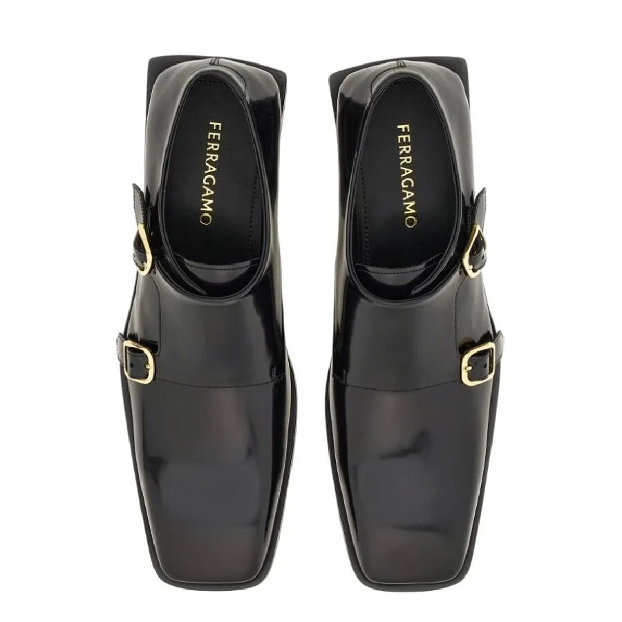 Кожаные лоферы Ferragamo с двойной пряжкой, черный — фото 2