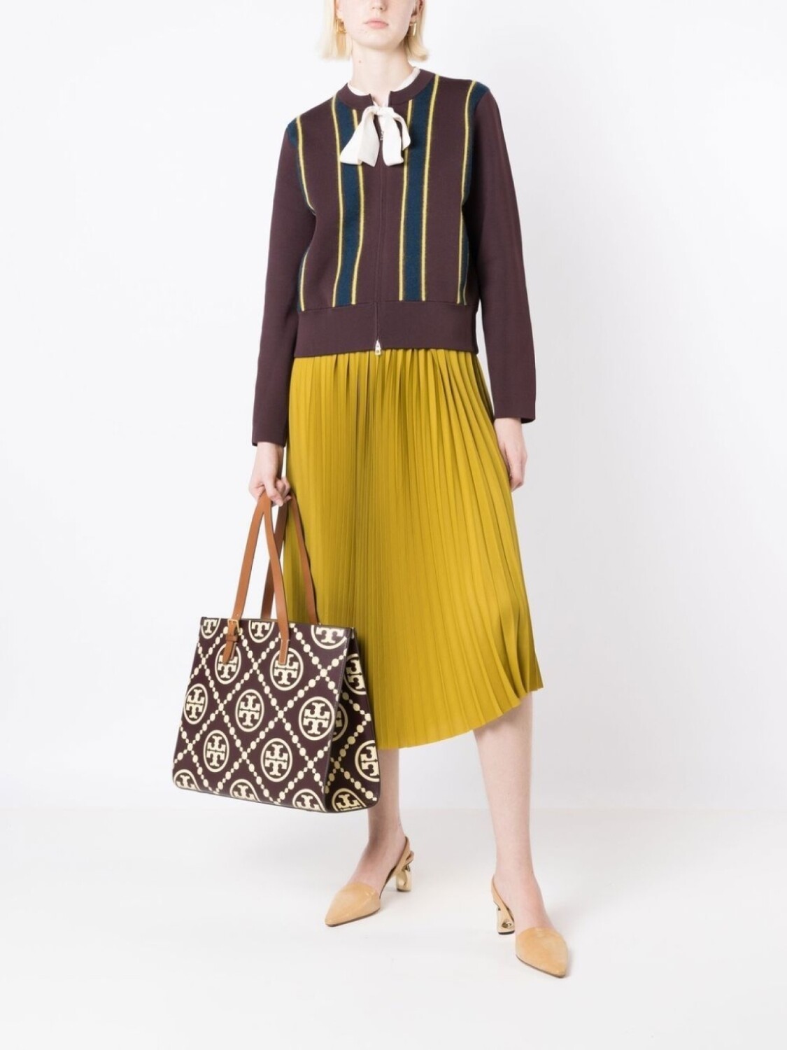 

Сумка-тоут с логотипом Tory Burch, коричневый