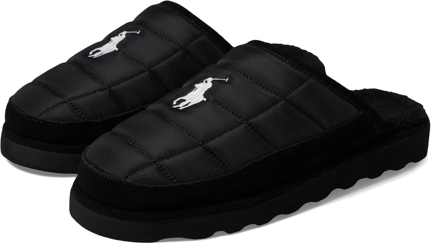 Мужские тапочки POLO RALPH LAUREN Reade Recycle Scuff II, черно-белый — фото 3