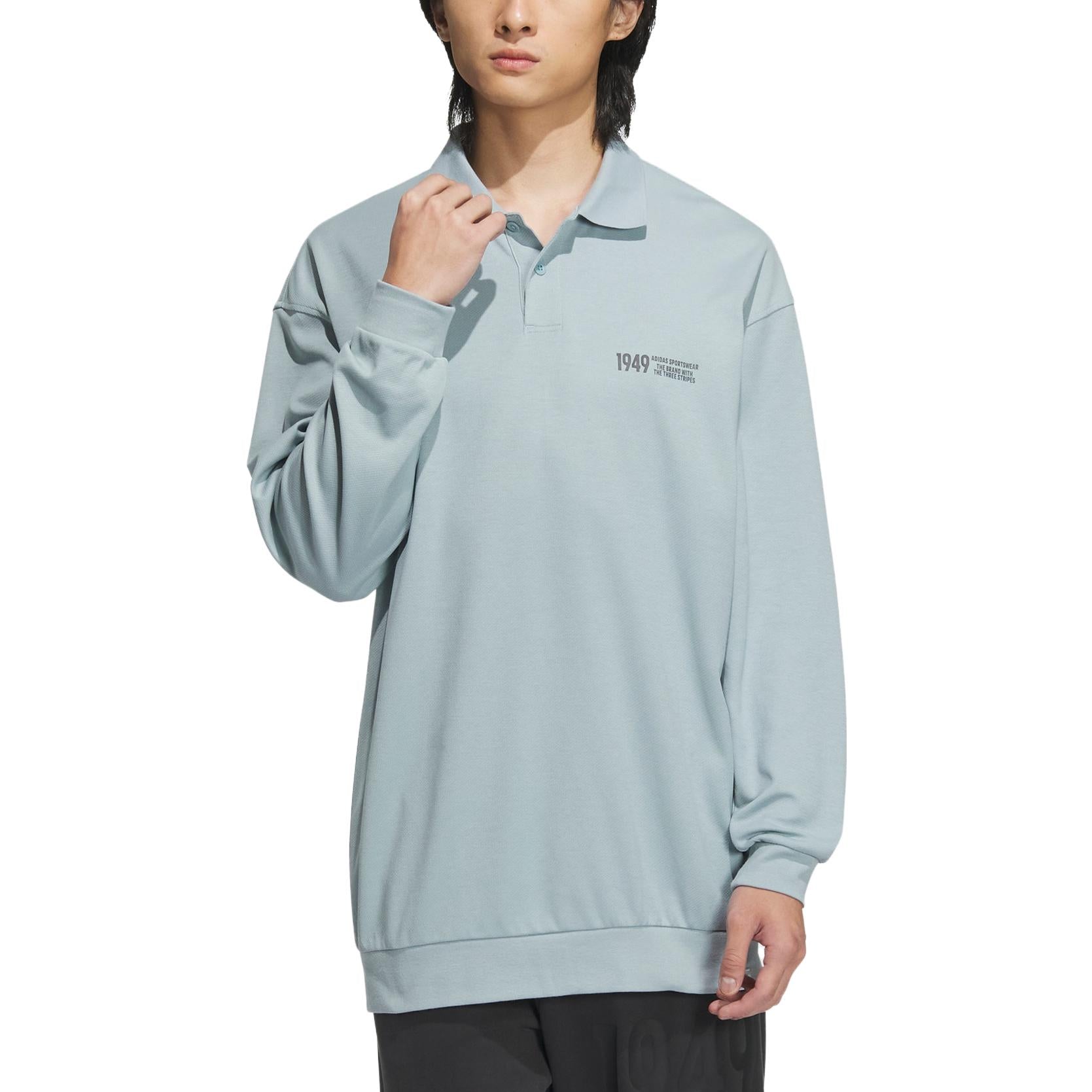 Поло adidas Verbiage Long Sleeve Polo Shirts 'Teal' IK3509, бирюзовый — фото 2