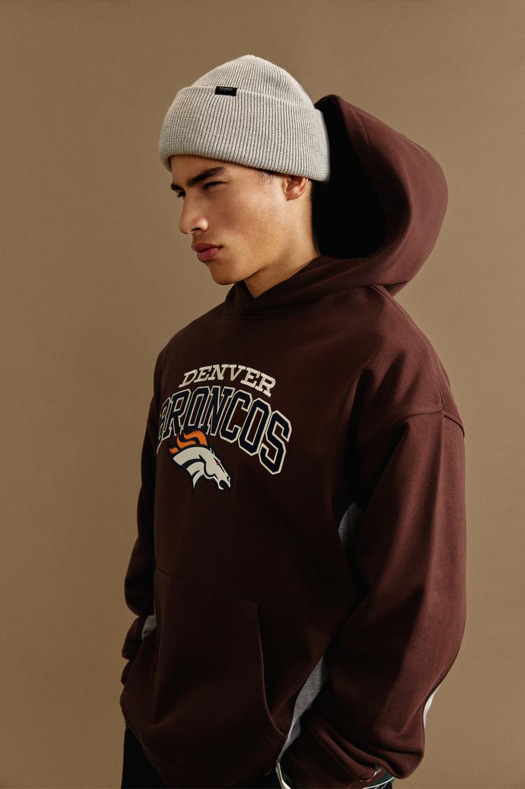 

Толстовка с капюшоном NFL Denver Broncos Pull And Bear, коричневый