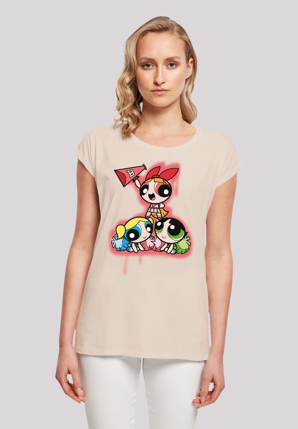 

Футболка с принтом POWERPUFF GIRLS CHEERLEADERS F4NT4STIC, песочный