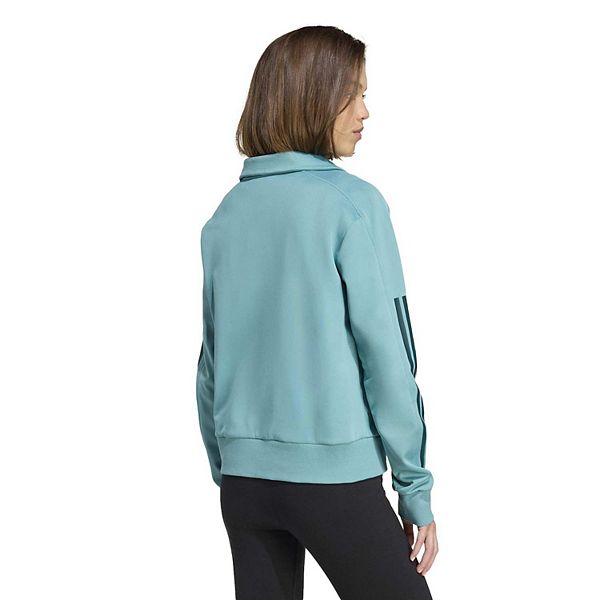 Женский топ с застежкой на кнопках и фирменными тремя полосками Adidas, Powder Teal — фото 2