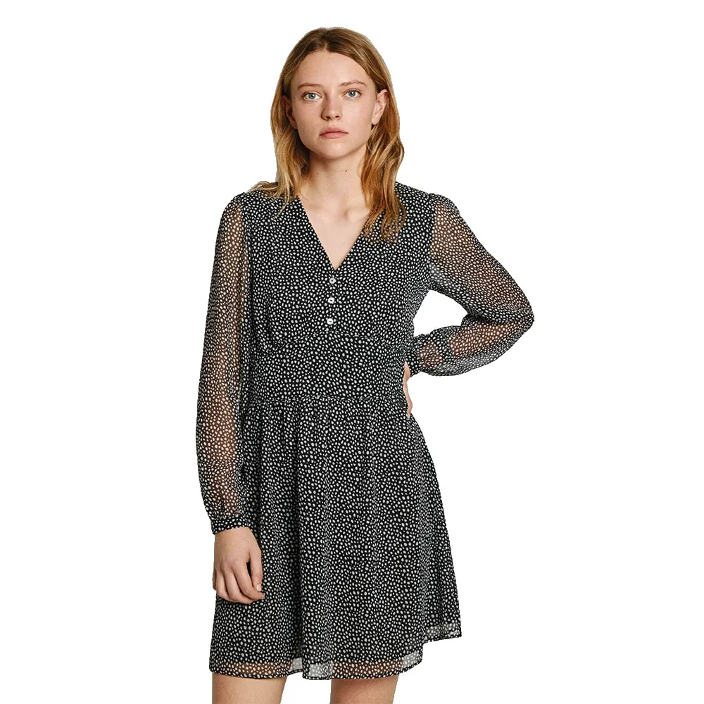 

Платье Pepe Jeans Orchid Print long sleeve short, черный