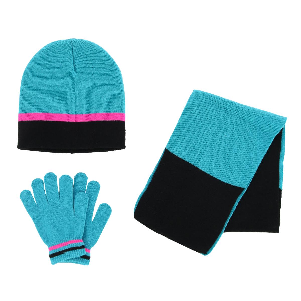 

Детский зимний комплект Color Block для девочки 3-6 лет: шапка, шарф и варежки Polar Wear, синий