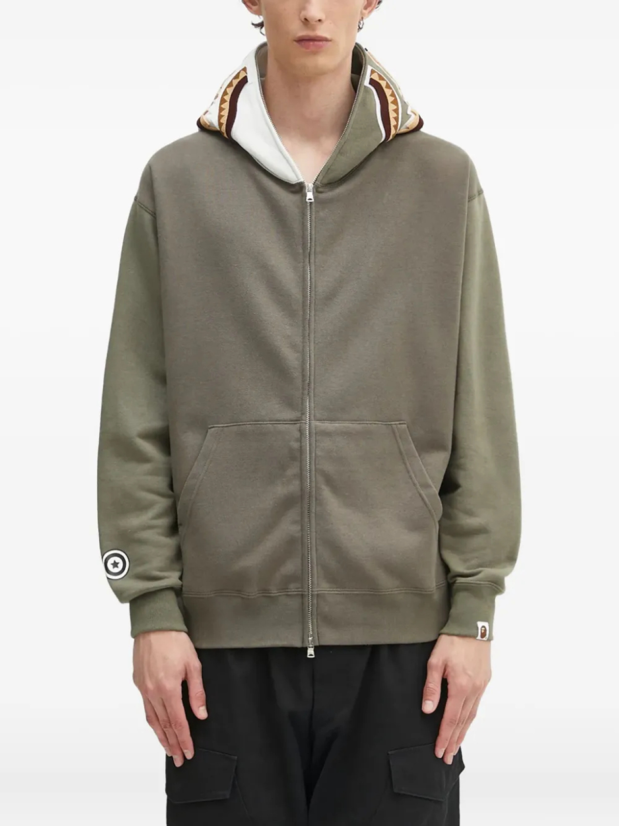 

Толстовка с капюшоном BATHING APE с акульим узором A Bathing Ape, зеленый