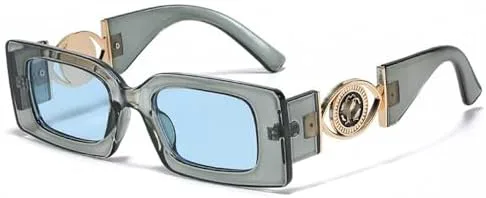 

Маленькие прямоугольные солнцезащитные очки для мужчин и женщин, квадратные солнцезащитные очки для путешествий, винтажные, ретро, ​​UV400 MTZJH, Green Blue