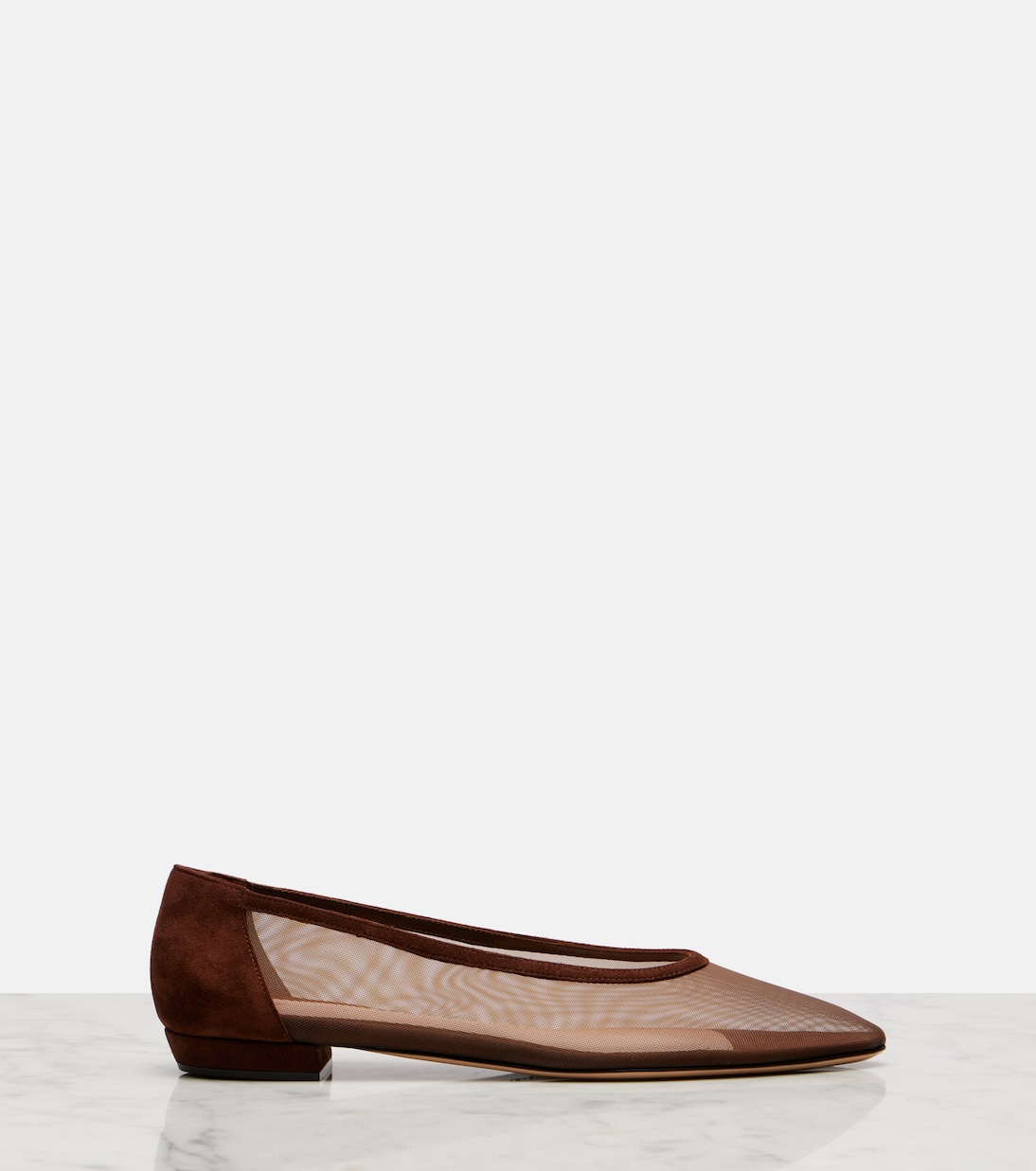 Балетки Amelia из органзы с отделкой из замши Gianvito Rossi, Brown/ Brown — фото 4