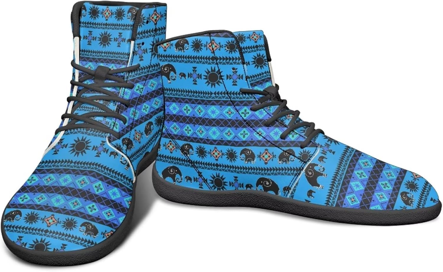 

Мужские кроссовки для бега с высоким верхом и этническим племенным дизайном, обувь для устойчивой стойки, с широкой носочной частью, спортивная и повседневная обувь Watdotory, Southwest Aztec Elephant Design