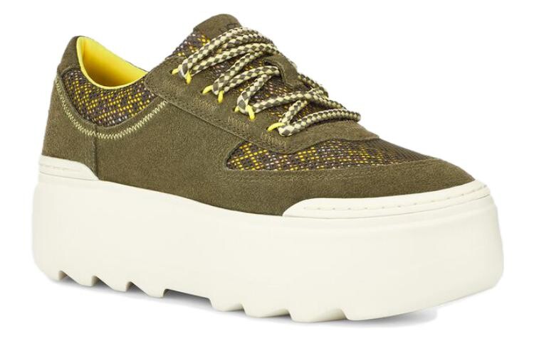 Туфли на платформе женские низкие, оливково-зеленые Ugg — фото 3