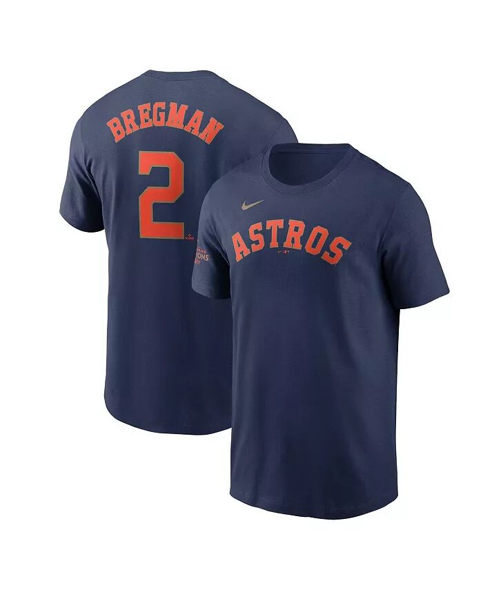 

Мужская футболка Alex Bregman Navy Houston Astros 2023 Gold Collection с именем и номером Nike