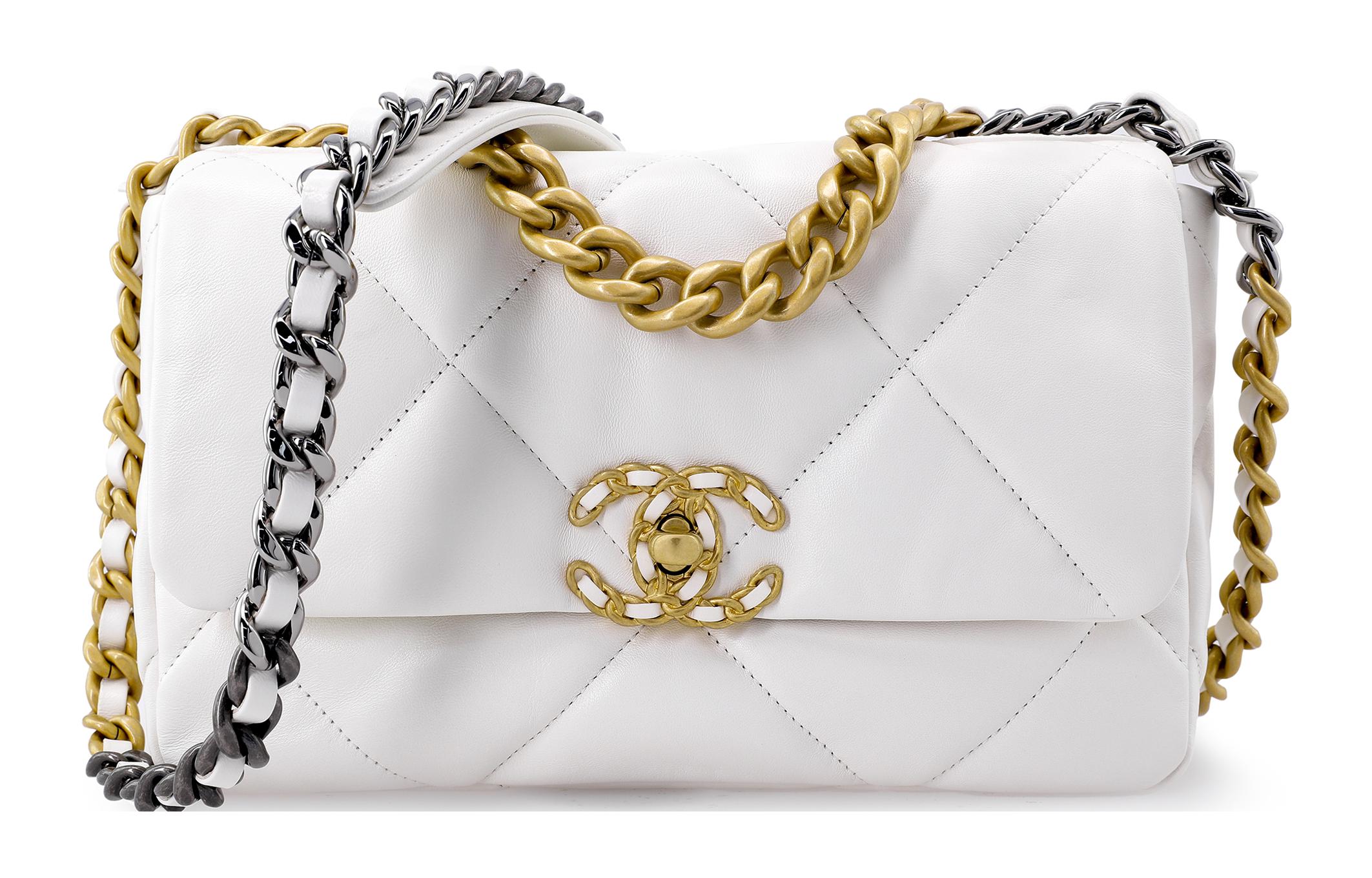 

Сумка 19Bag из овчины, женская повседневная сумка через плечо, белая CHANEL