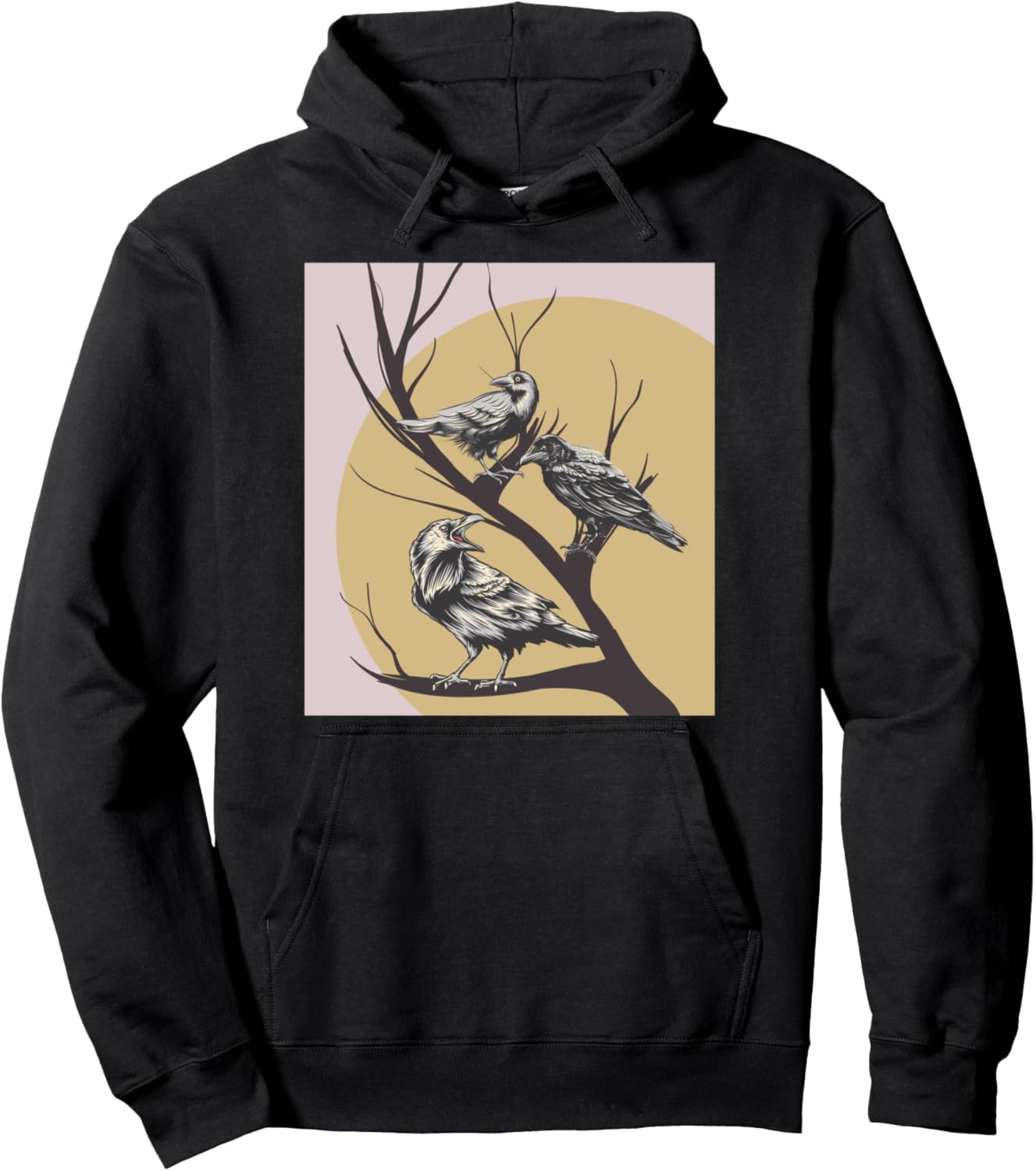 

Худи в стиле ретро «Ворон и птица» Raven Crow Bird Clothes, черный