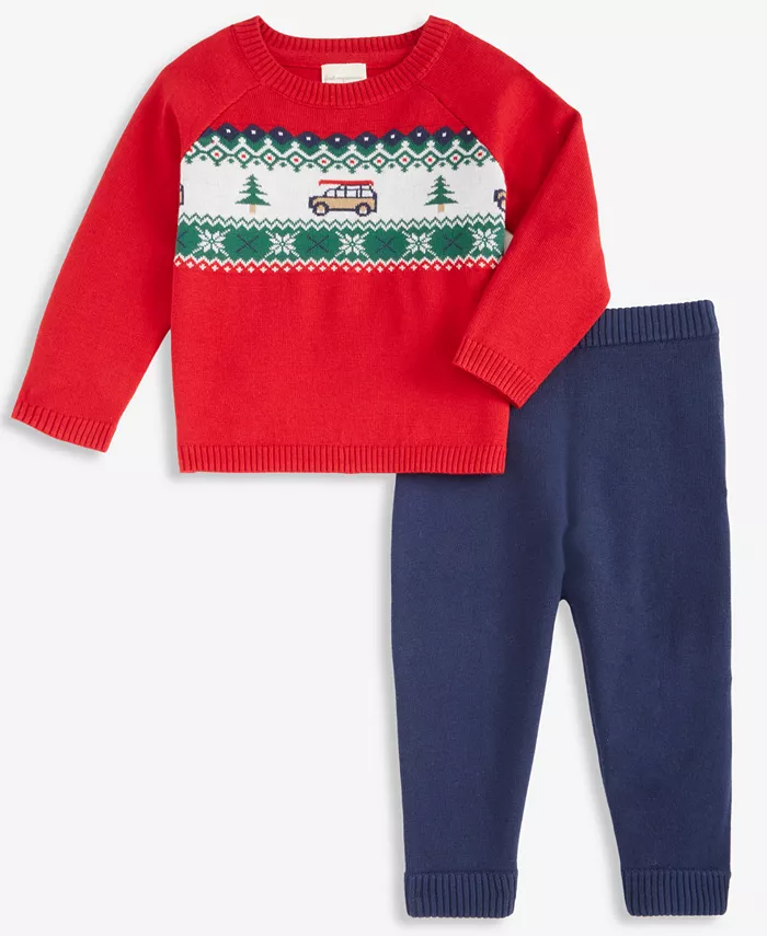 

Праздничный комплект для мальчиков Fair Isle: свитер и штаны, 2 предмета First Impressions, красный