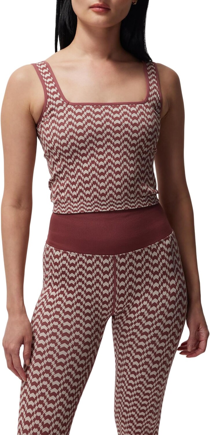 

Топ Spiritual Gangster Athena Seamless Jacquard Crop Tank, цвет Canyon Geo Burgundy