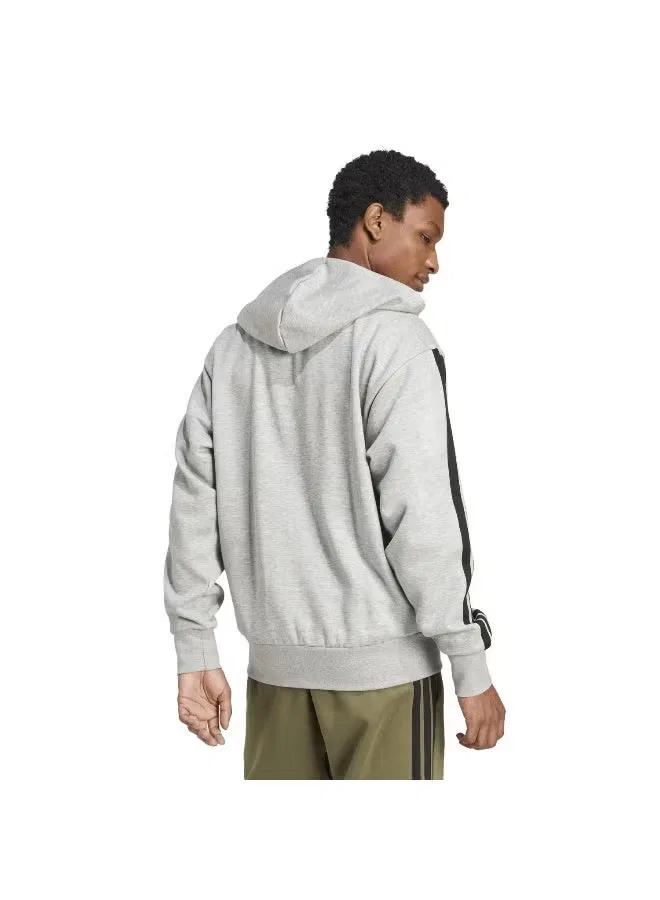 Худи на молнии с флисовой подкладкой Essentials 3-stripes Adidas, серый — фото 3