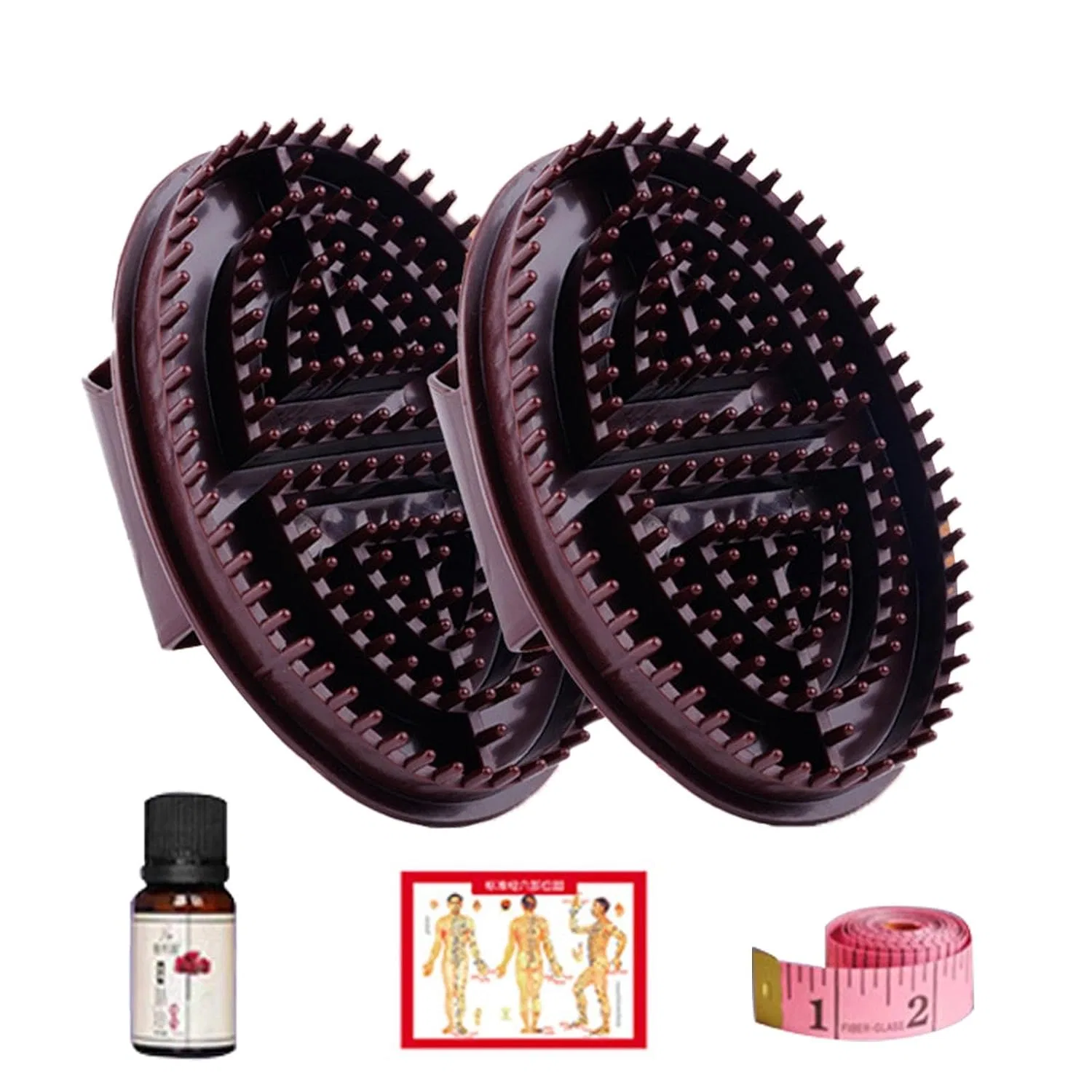 Массажная щетка для меридианов, Generic, в наборе с маслом, 100 мл, Braun