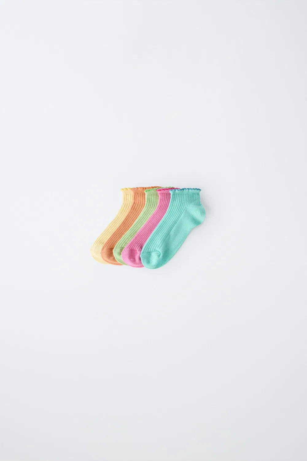 Набор из пяти контрастных волнистых носков до щиколотки ZARA, Multicoloured