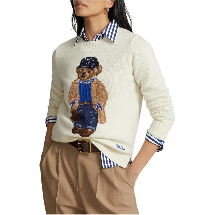 Женский джемпер с принтом Polo Bear Crewneck Jumper Polo Ralph Lauren, White — фото 4