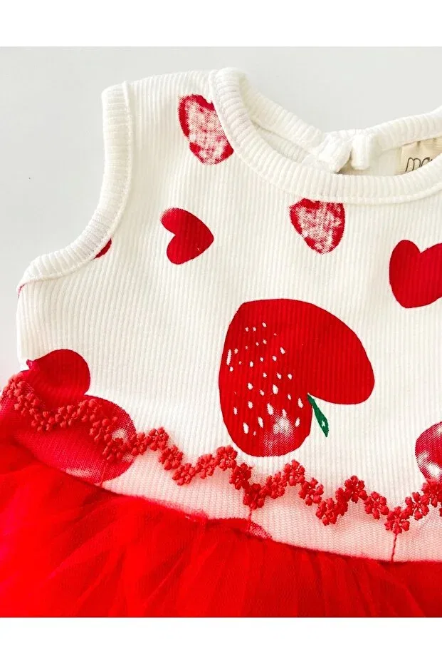 Детское платье для девочек хлопковое с принтом Red Colored Baby, Red — фото 2